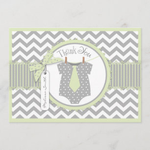 Baby Boy Tie Chevron Print Thank You Card