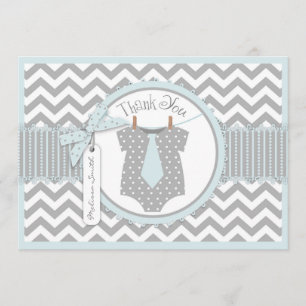 Baby Boy Tie Chevron Print Thank You Card