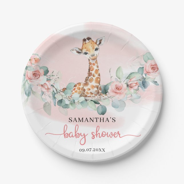 Baby Boy Tropical Jungle Safari Animals Shower Paper Plate (Front)
