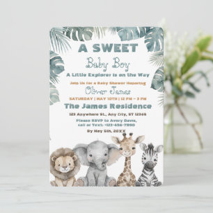 Baby Boy Tropical Jungle Safari Shower Invitation
