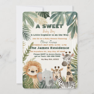 Baby Boy Tropical Jungle Safari Shower Invitation