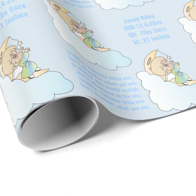 Baby Boy Twinkle, Twinkle Little Star Wrapping Paper (Roll Corner)