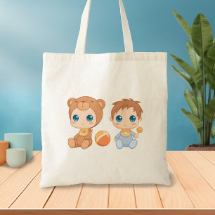 Baby Boy Twins Bear Jumpsuit Tote Bag