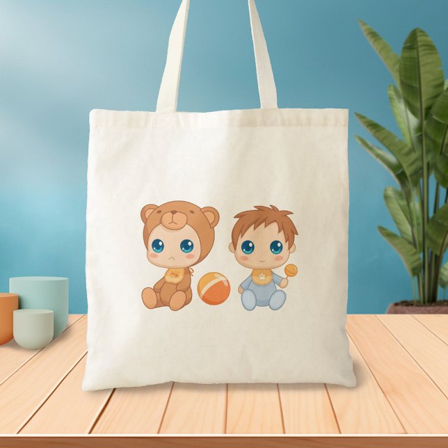Baby Boy Twins Bear Jumpsuit Tote Bag (Creator Uploaded)