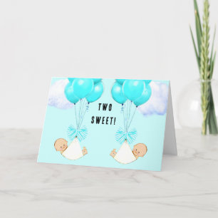 Baby Boy Twins Congrats Card