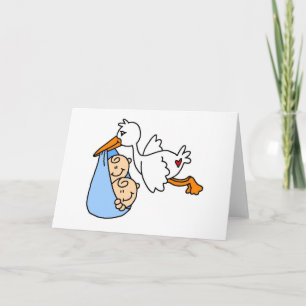 Baby Boy Twins with Stork Card