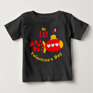 Baby Boy Valentine's Day Cute Heart Submarine Baby T-Shirt