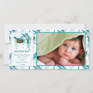 Baby Boy Vintage Baby Bird Picture Announcement