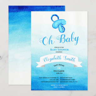 Baby boy water color baby shower invitation