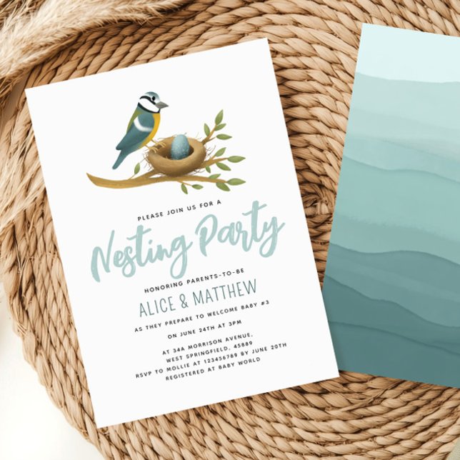 Baby Boy Watercolor Egg Nesting Party Invitation (Creator Uploaded)