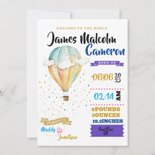Baby Boy Welcome to the World Invitation