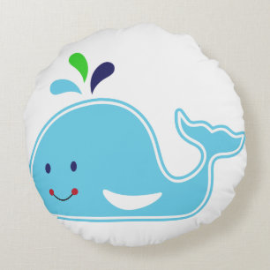Baby Boy Whale Round Cushion