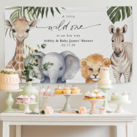 Baby Boy Wild One safari Animals Shower Backdrop