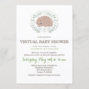 Baby boy woodland virtual baby shower Invitation
