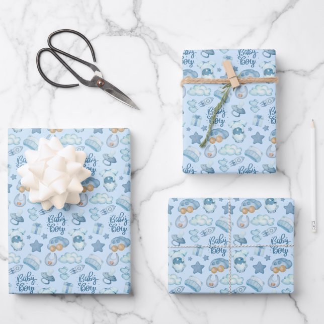 Baby Boy Wrapping Paper Sheet (Front)