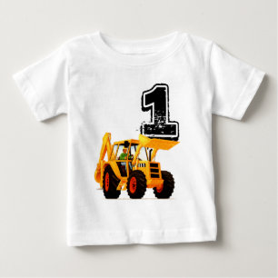 Baby Boys 1st Birthday Yellow Digger Construction T-Shirt