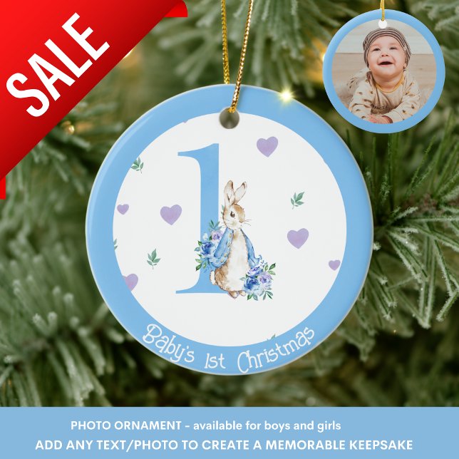 Baby Boy's 1st Christmas Photo Decoration Rabbit (Creator Uploaded)