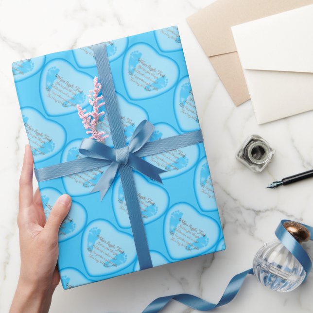 Baby Boys Birth-Footprint Heart Wrapping Paper (Gifting)