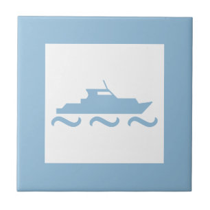 Baby Boy's Blue Boat Ceramic Tile