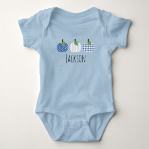 Baby Boys Blue Pumpkin Trio Baby Bodysuit