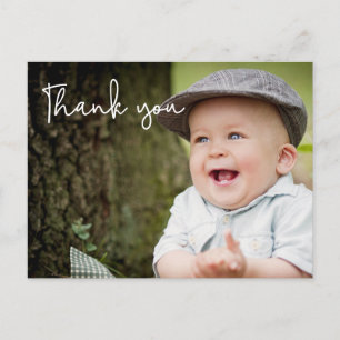 Baby Boy's CustBaby Boy's first birthday Thank You Postcard