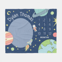 Baby Boys Cute Space Rocket Ship Milestone