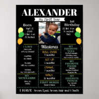 Baby Boy's First Birthday Balloons Photo