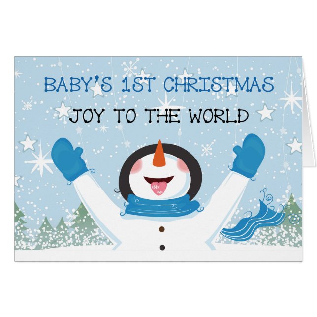 Baby Boy's First Christmas Blue Snowman (Front Horizontal)