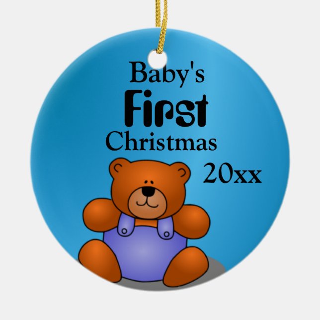 Baby Boy's First Christmas Ceramic Ornament (Front)