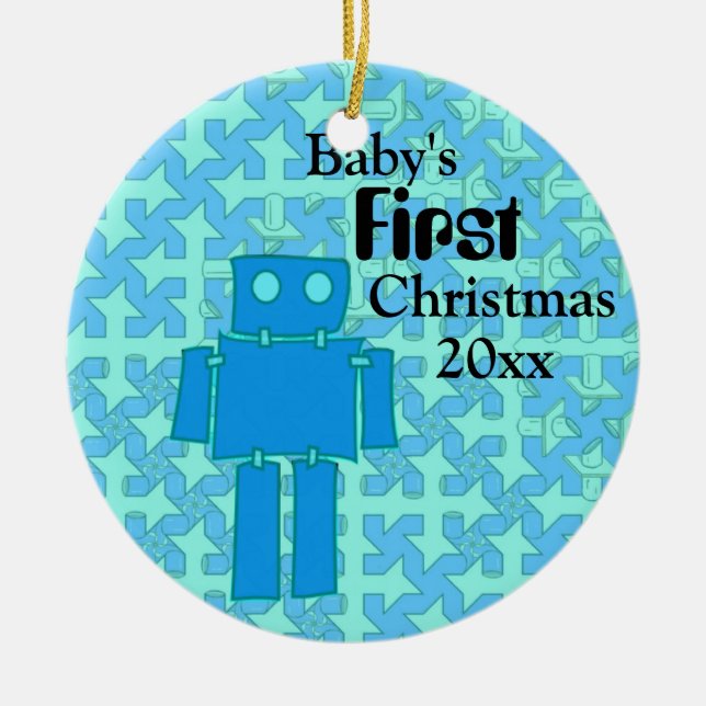 Baby Boy's First Christmas Ceramic Ornament (Front)