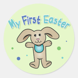 Baby Boy's First Easter Classic Round Sticker