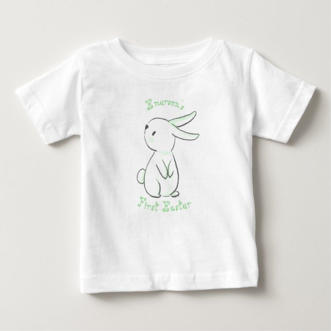 Baby boy's first Easter with cute bunny green T-Shirt (Front)