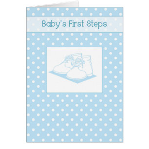 Baby Boy's First Steps, Blue Shoes, Polka Dots