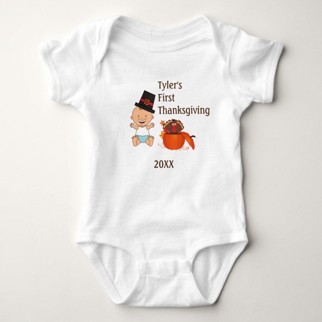Baby Boy's First Thanksgiving Bodysuit (Front)