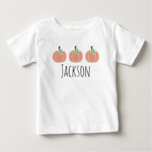 Baby Boys Orange Gingham Pumpkin Trio T-Shirt