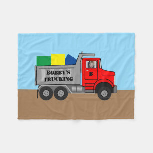 Baby Boy's Trucking Service Personalise Photo Name Fleece Blanket
