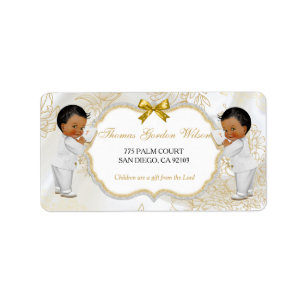Baby Boys Twins Baptism Christening Gold White Label