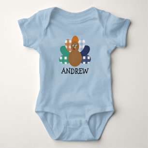 Baby Boys Watercolor Plaid Turkey Bodysuit