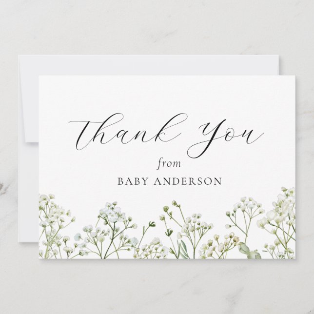 Baby Breath Baby Shower Thank You Card (Front)