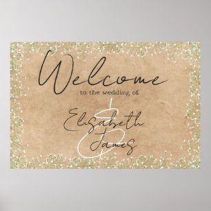 Baby Breath Floral Rustic & Boho Wedding Welcome Poster