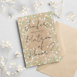  Baby Breath Floral Will You Be My Matron of Honou Invitation