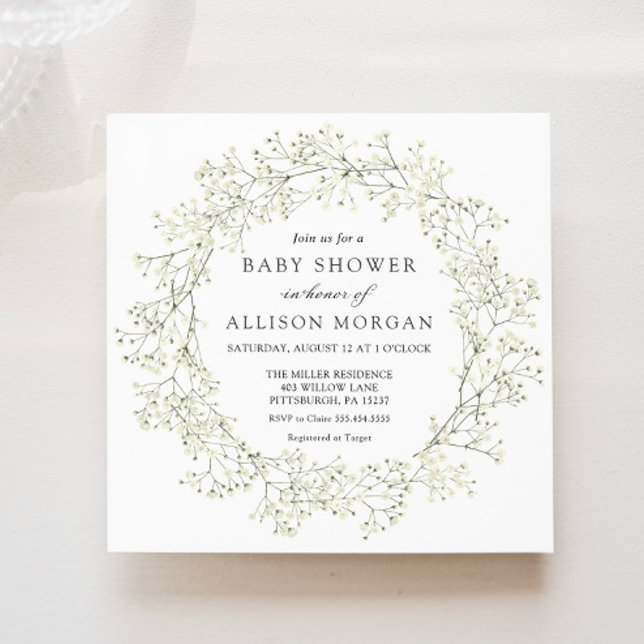 Baby Breath Flowers Baby Shower Invitation (Creator Uploaded)