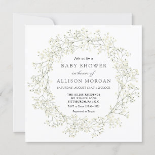 Baby Breath Flowers Baby Shower Invitation