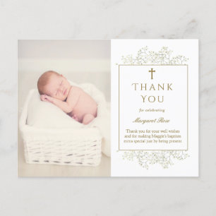 Baby Breath Flowers Baptism Photo Thank You Postcard