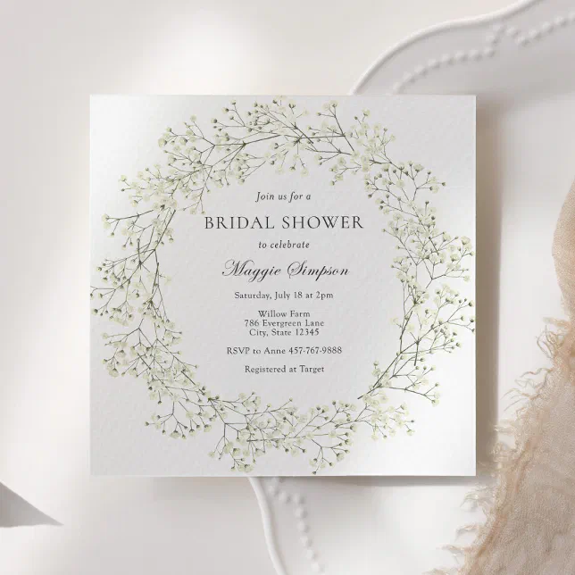 Baby Breath Flowers Bridal Shower Invitation | Zazzle