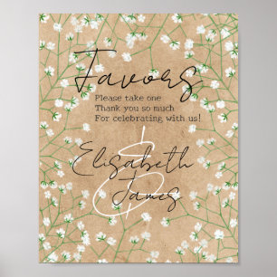 Baby Breath Flowers Rustic Please Take One Favou Poster