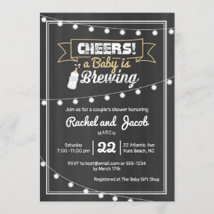Baby Brewing Baby Shower String Lights Chalkboard Invitation