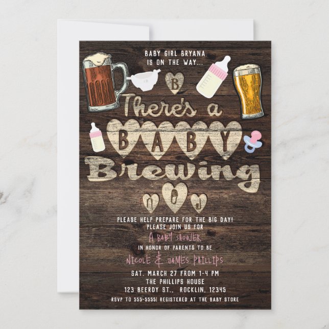 Baby Brewing Beer Party Daddy to Be Couples Shower Invitation (Front)