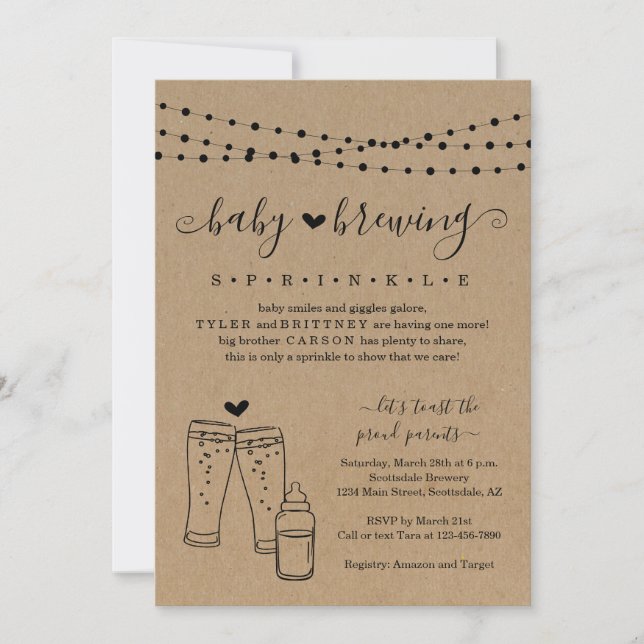 Baby Brewing Beer Sprinkle Invitation (Front)