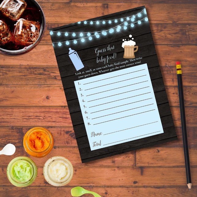 Baby Brewing Blue Guess The Baby Food Shower Game Invitation (Creator Uploaded)